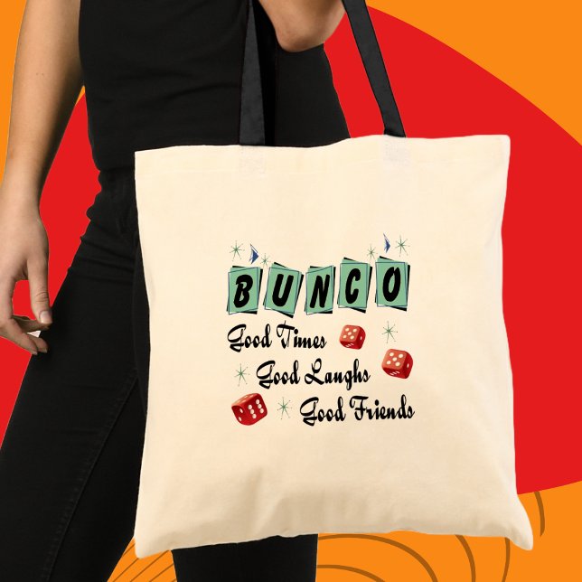Retro Bunco Tote Bag (Bunco Player Tote Bag - Good Times! Good Friends!)