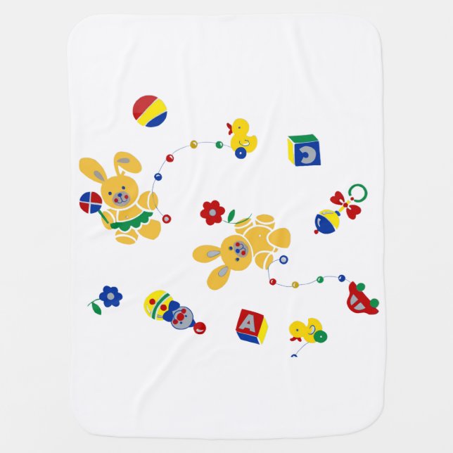 Retro Bunnies Baby Blanket (Front)