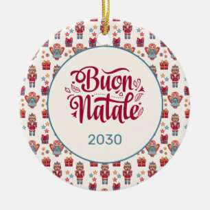 Retro Buon Natale Ceramic Ornament