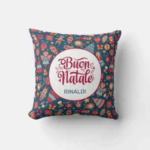 Retro Buon Natale Throw Pillow