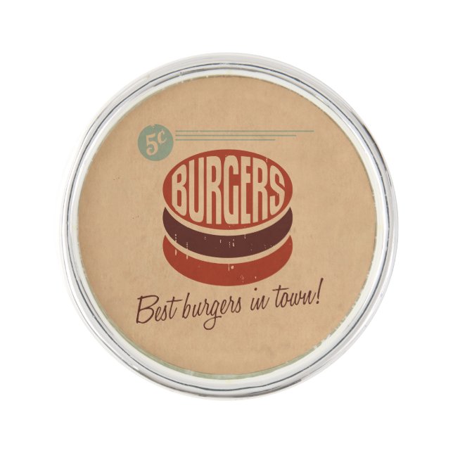 Retro Burger Lapel Pin (Front)