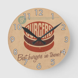 Retro Burger Round Clock