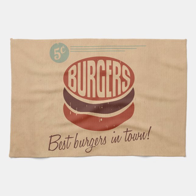 Retro Burger Towel (Horizontal)