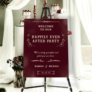 Retro Burgundy and Ivory Happily Ever After Party  Foam Board