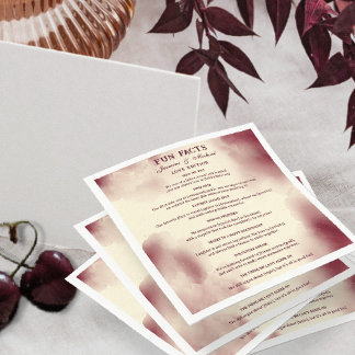 Retro Burgundy Elegant Ivory Wedding Fun Facts   Napkins