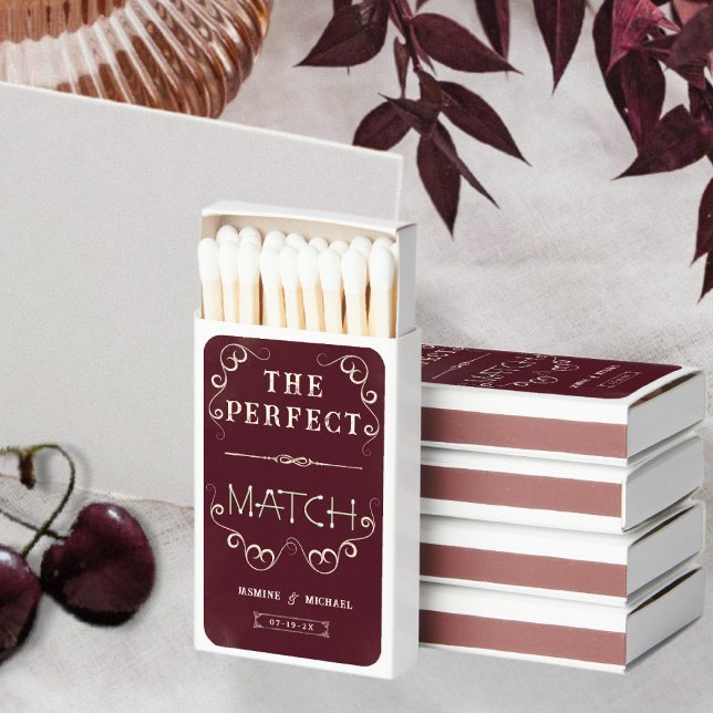 Retro Burgundy Ivory Wedding Perfect Match Favors (Creator Uploaded)