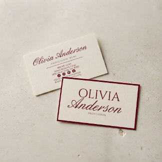 Retro Burgundy Luxury Vintage Old Money Luxe  Business Card