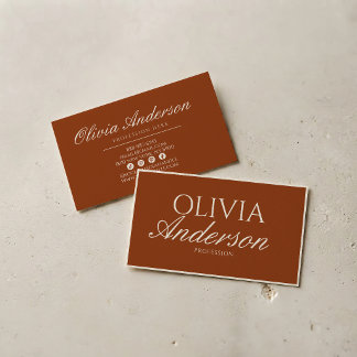 Retro Burnt Orange Luxury Vintage Old Money Luxe Business Card