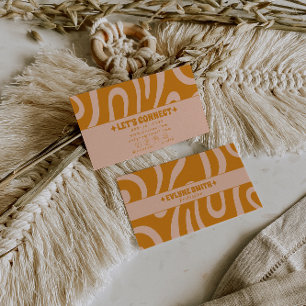 Retro Burnt Orange Terracotta Boho Groovy Unique Business Card