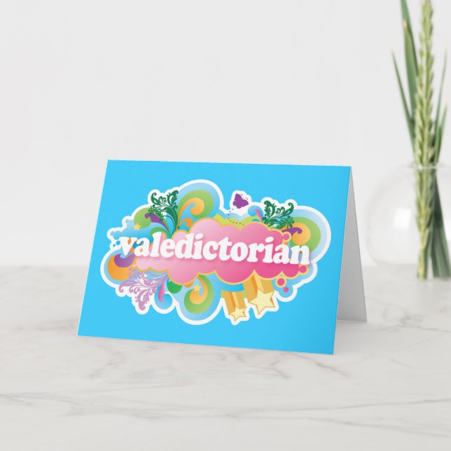 Retro Burst Valedictorian Graduation Gift Card (Front)