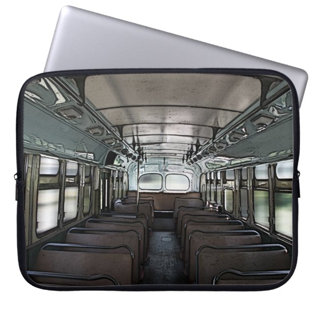 retro bus interior laptop sleeve (Front)