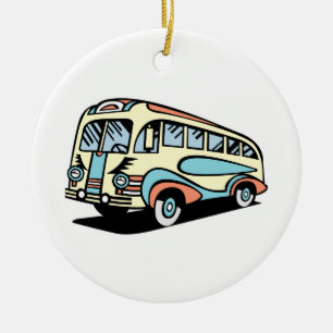 retro bus motor coach ceramic ornament