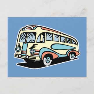 retro bus motor coach postcard