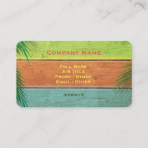 Retro Business Card with Palm Leaves