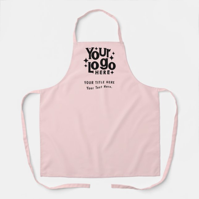 Retro Business Logo QR Code & Text Branding Pink Apron (Front)