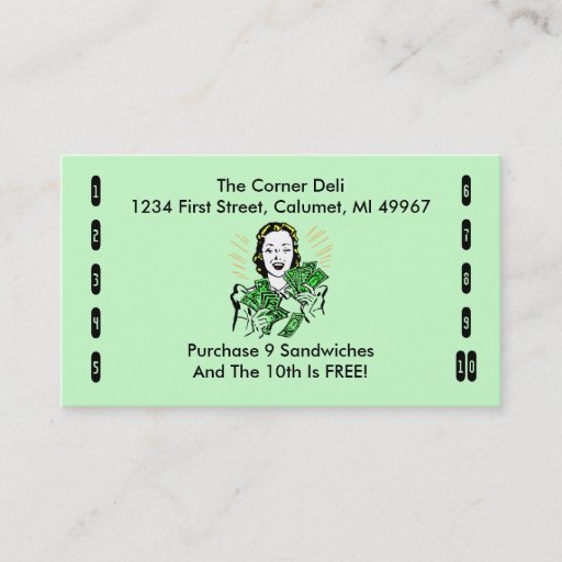 Customizable Retro Business Punch Cards Any business happy shop Business Card