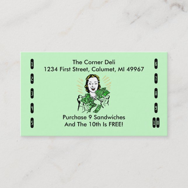 Retro Business Punch Cards Any business happy shop (Front)