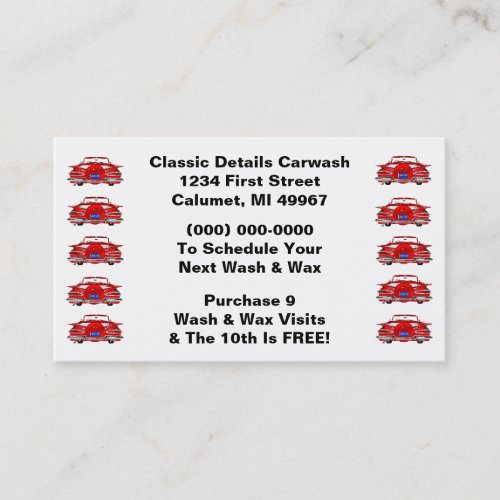 Retro Business Punch Cards Classic Cars Automotive Business Card