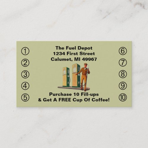 Retro Business Punch Cards Gas Pumps Service smile Business Cards