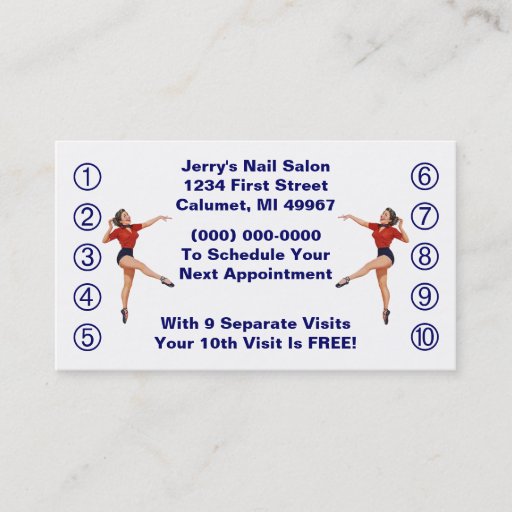Customizable Retro Business Punch Cards Ladies Happy Lady Business Card Template