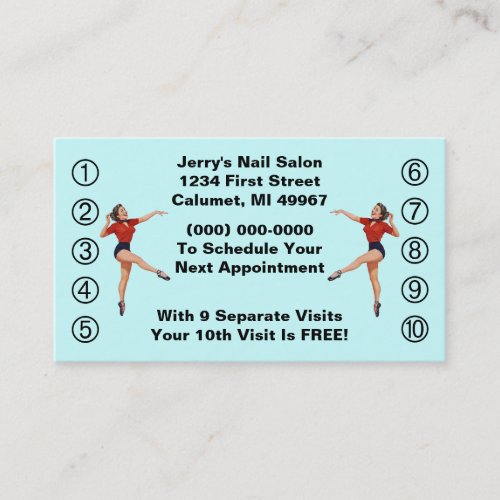 Retro Business Punch Cards Ladies Happy Lady Business Cards
