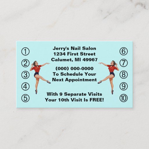 Customizable Retro Business Punch Cards Ladies Happy Lady Business Cards