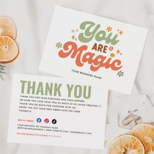 Retro Business You are Magic Purchase Order Floral Thank You Card