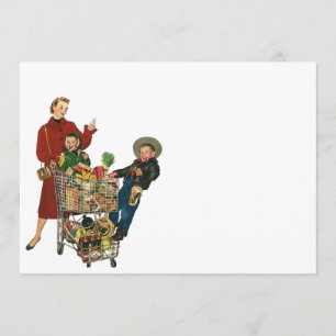 Retro Busy Grocery Shopping Coupon Party Blank 5x7 Invitation