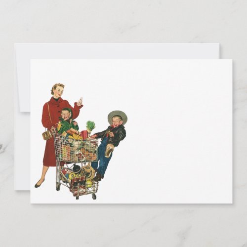 Retro Busy Grocery Shopping Coupon Party Blank 5x7 Personalized Announcements