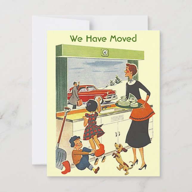 Retro Busy Home We have Moved Move Announcement (Front)