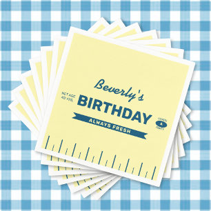 Retro Butter Stick Personalized Birthday Party Napkins