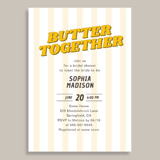 Retro Butter Together Yellow Bridal Shower Invitation