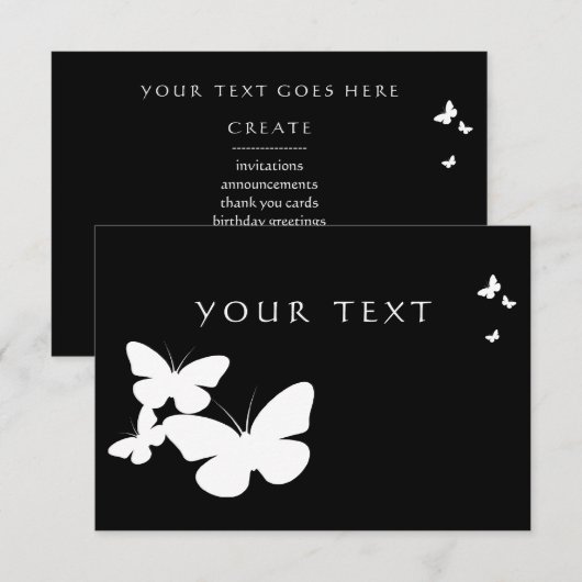 retro butterflies : black and white (Front/Back)