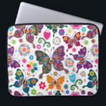 Retro Butterflies & Flowers Laptop Sleeve<br><div class="desc">Cool colorful retro butterflies and flowers pattern</div>