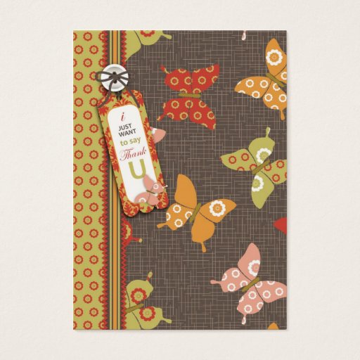 Customizable Retro Butterflies TY Gift Tag Business Cards