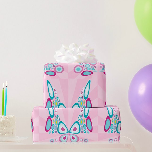 Retro Butterfly Abstract Pop Art  Wrapping Paper (Creator Uploaded)