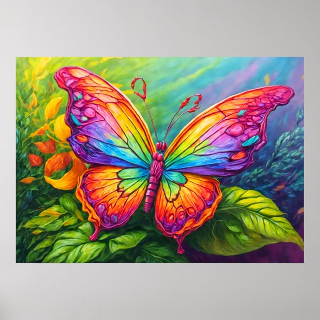 Retro Butterfly Art Illustration Poster (Front)