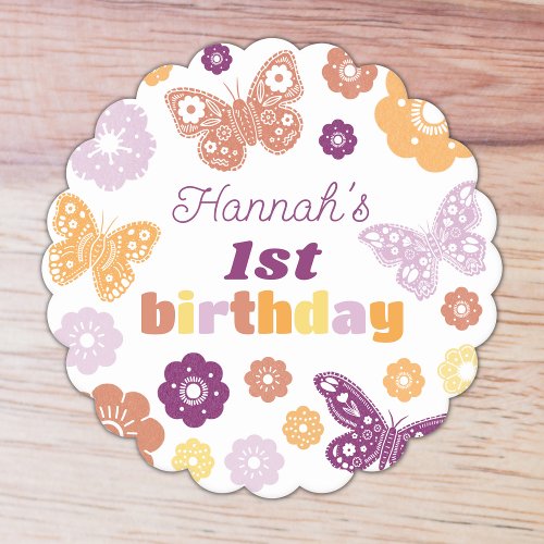 Retro Butterfly Birthday Paper Coaster