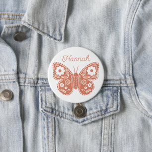 Retro Butterfly Birthday Party Favor Button