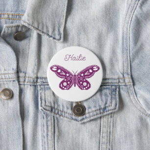 Retro Butterfly Birthday Party Favor Button