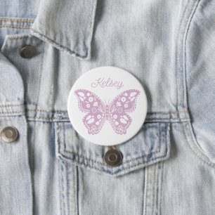 Retro Butterfly Birthday Party Favor Button