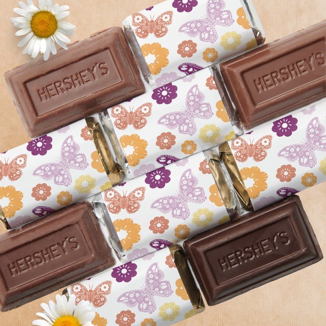 Retro Butterfly Birthday Party Hershey's Miniatures (Butterfly girls birthday chocolate wrappers to match your party decor!)