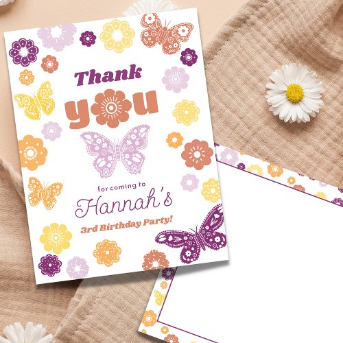 Retro Butterfly Birthday Thank You Postcard