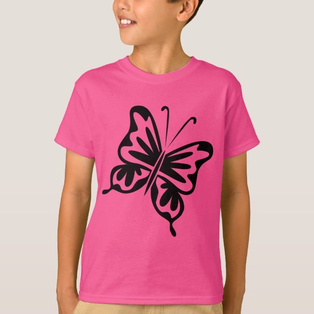 Retro Butterfly - Black T-Shirt (Front)
