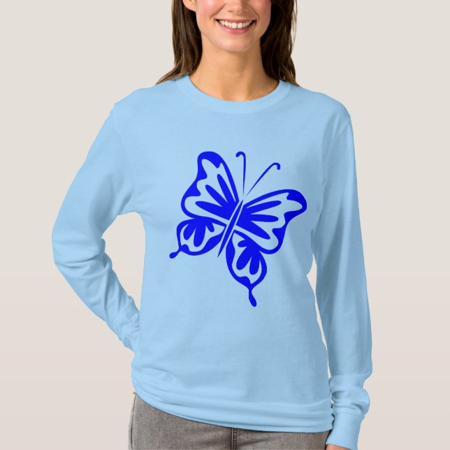 Retro Butterfly - Blue T-Shirt (Front)