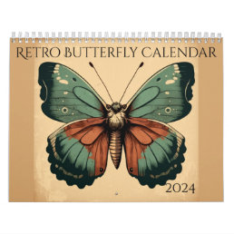 Retro Butterfly Calendar 2024, Butterfly Calendar