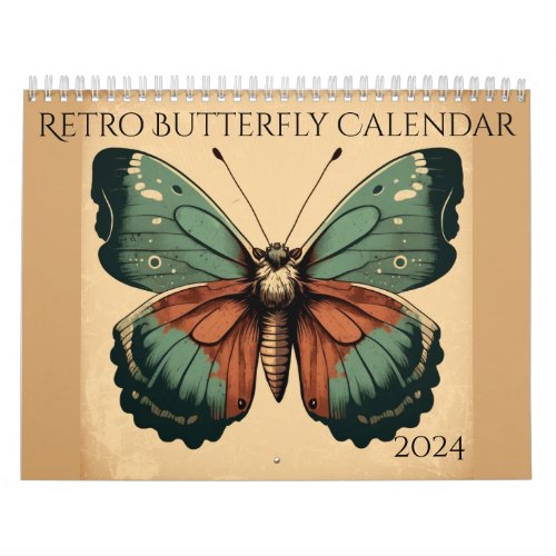 Retro Butterfly Calendar 2024 Butterfly Calendar