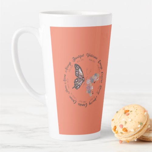 Retro Butterfly Christian Quotes Design   Latte Mug