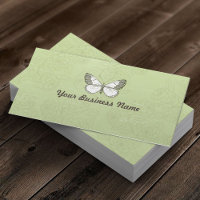 Retro Butterfly & Floral Pattern business card