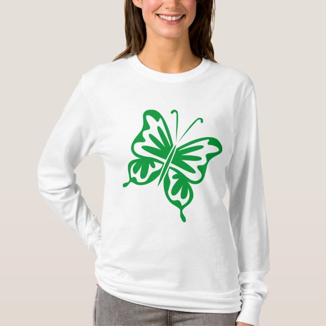 Retro Butterfly - Grass Green T-Shirt (Front)